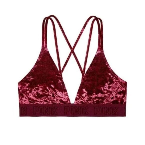 Victoria's Secret PINK | Red Velvet Unlined Strappy Bralette | Size Small - Picture 2 of 12